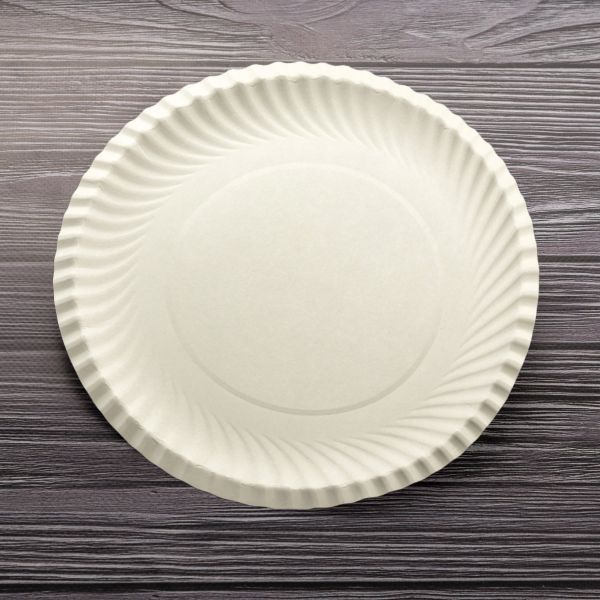Тарілка паперова не ламінована d-22,5 см БІЛА 100 шт