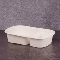 Лоток двухсекционный БИО 225*140*50 мм из кукурузного крахмала 200 шт