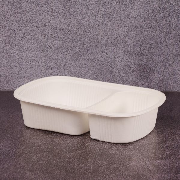 Лоток двосекційний БІО 225*140*50 мм з кукурудзяного крохмалю 200 шт