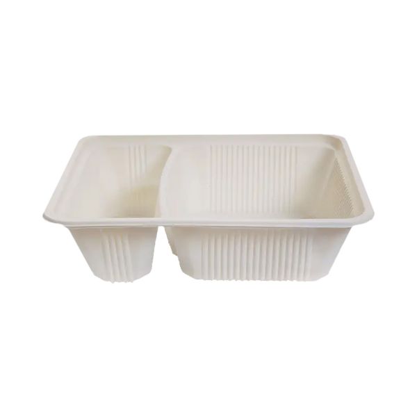 Лоток двосекційний БІО 220*170*65 мм з кукурудзяного крохмалю 100 шт