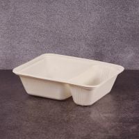 Лоток двухсекционный БИО 220*170*65 мм из кукурузного крахмала 100 шт