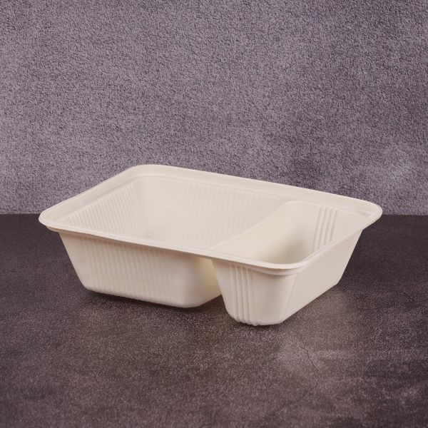 Лоток двосекційний БІО 220*170*65 мм з кукурудзяного крохмалю 100 шт