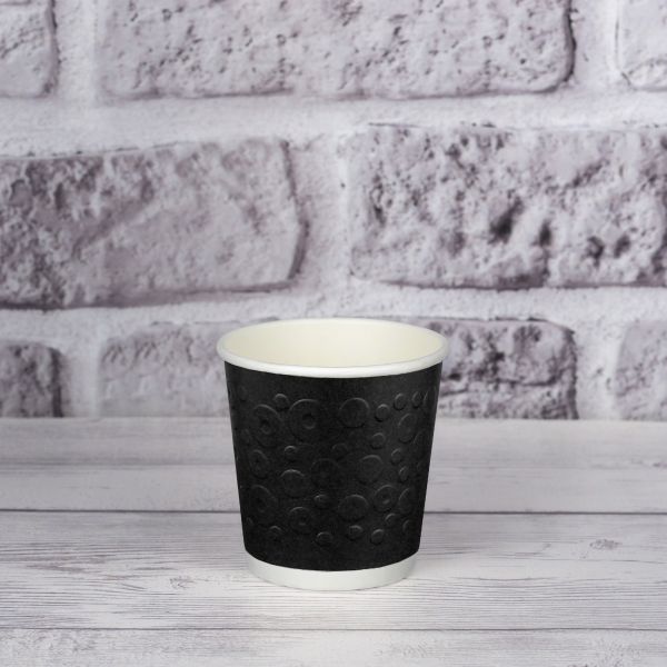 Стакан паперовий двошаровий з тисненням Bubbles Black 110 мл
