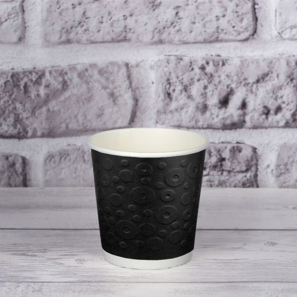 Стакан паперовий двошаровий з тисненням Bubbles Black 180 мл