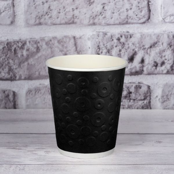 Стакан паперовий двошаровий з тисненням Bubbles Black 270 мл
