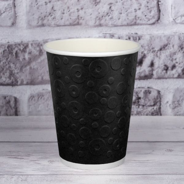 Стакан паперовий двошаровий з тисненням Bubbles Black 400 мл