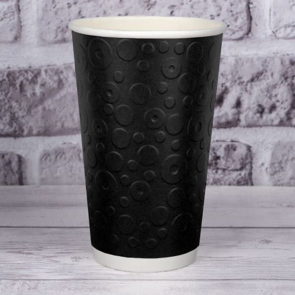 Стакан паперовий двошаровий з тисненням Bubbles Black 500 мл