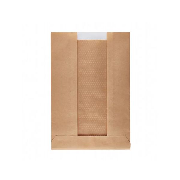 Пакет паперовий з прозорою вставкою 290*100*60 мм 70г/м2 КРАФТ