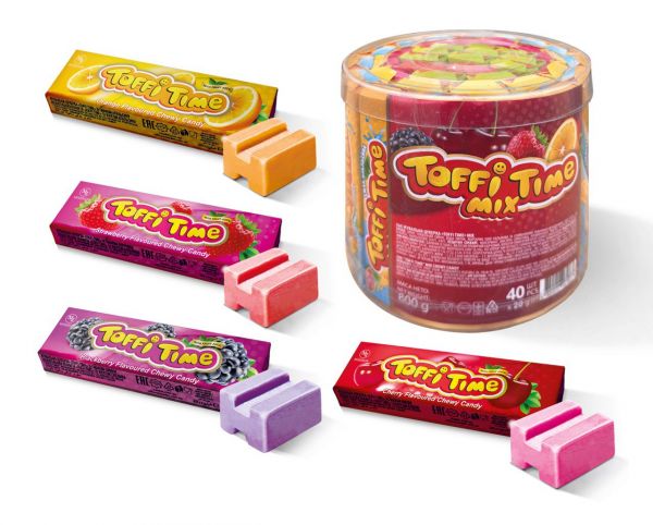 Жувальна цукерка Toffi time MIX банка 20 г 40 шт