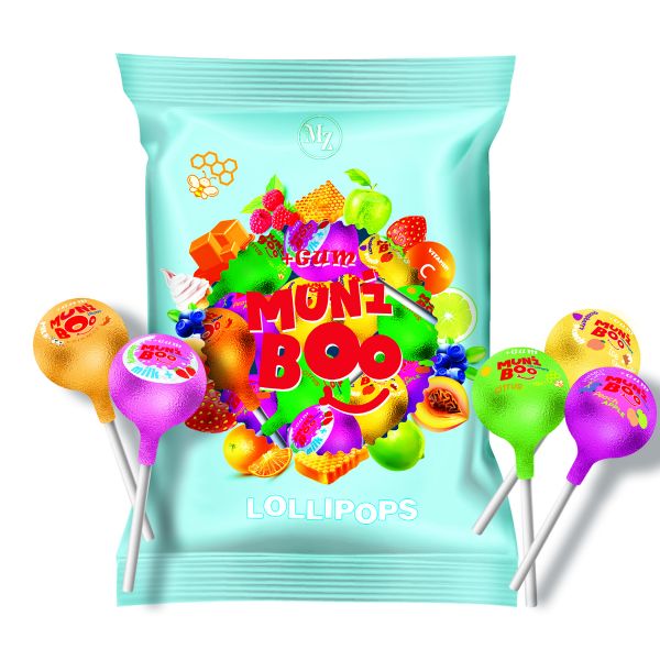 Льодяник Muni Boo з жувальною гумкою асорті 60 шт 1000 г