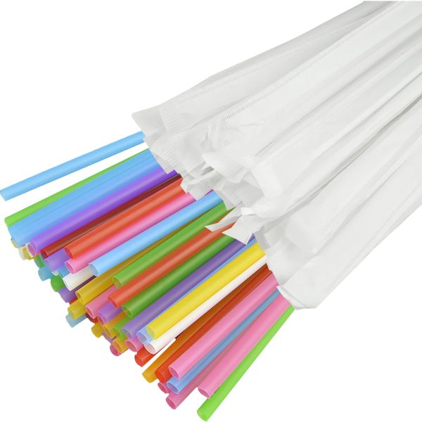 Трубочки рівні d-4.8 мм L-210 мм кольорові в індивідуальній паперовій упаковці 200 шт
