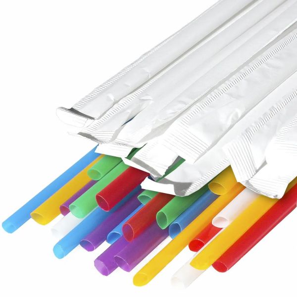 Трубочки Фреш d-6.8 мм L-210 мм кольорові в індивідуальній паперовій упаковці 200 шт