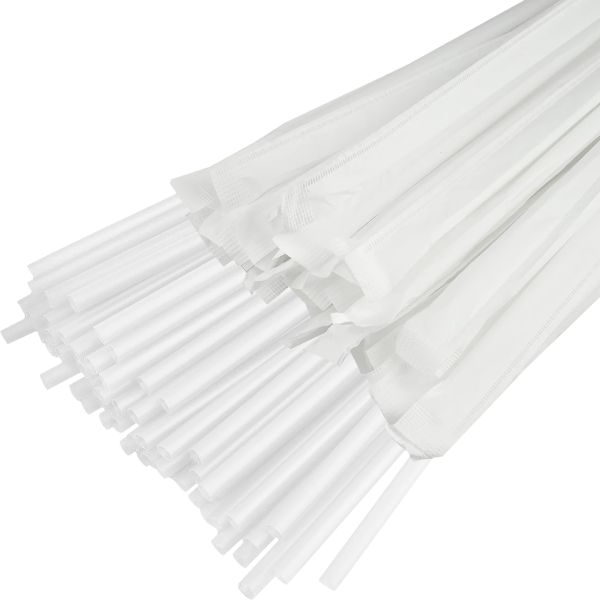 Трубочки Фреш d-6.8 мм L-210 мм прозорі в індивідуальній паперовій упаковці 200 шт