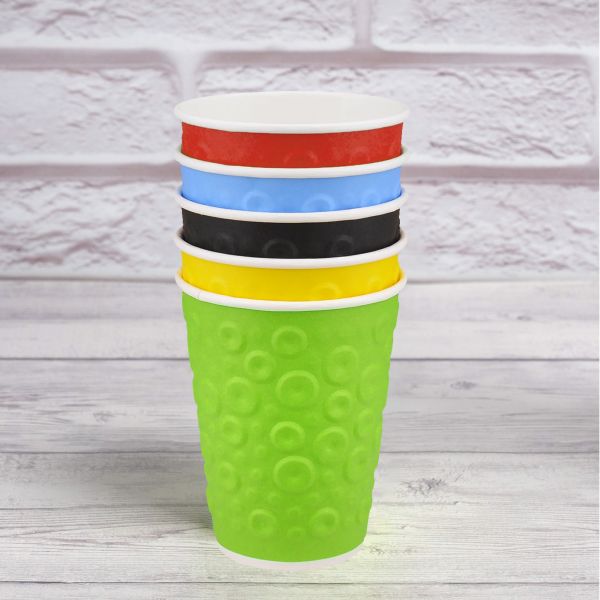 Стакан паперовий двошаровий з тисненням Bubbles MIX 400 мл