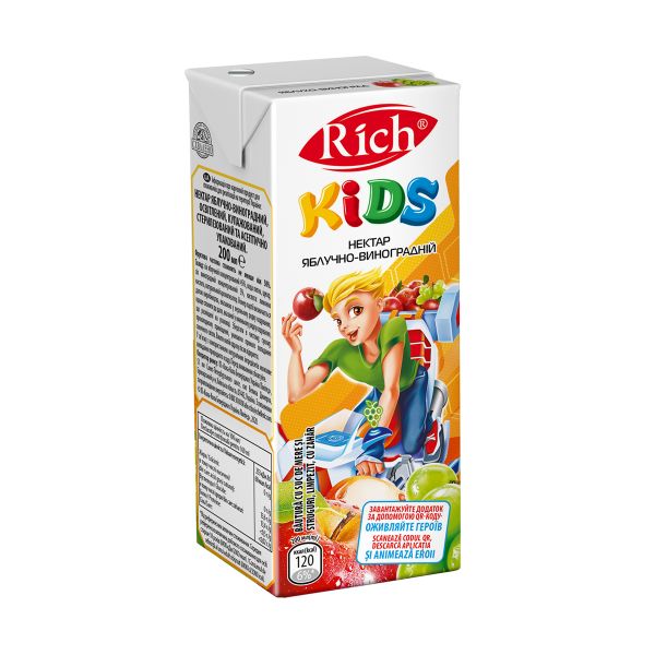 Нектар Rich Kids Яблуко-виноград 0,2 л