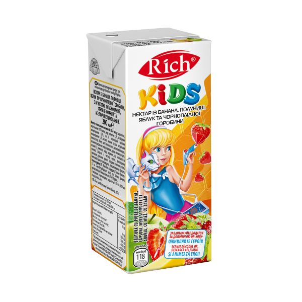 Нектар Rich Kids Полуниця-банан 0,2 л