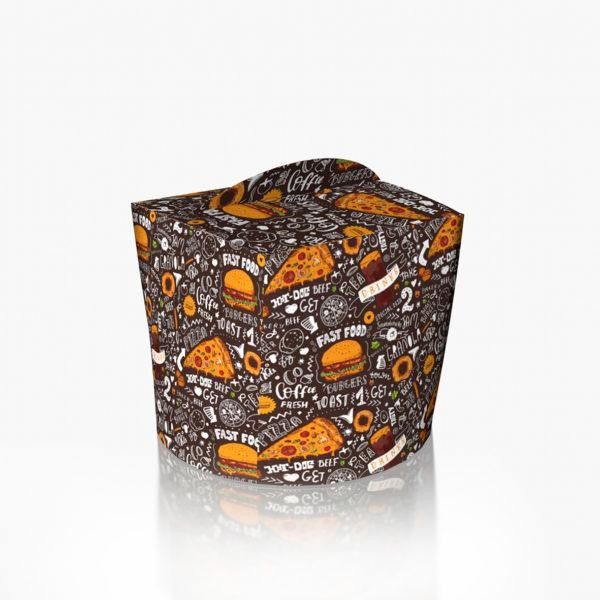 Коробка для локшини і салатів  600 мл темна 100 шт