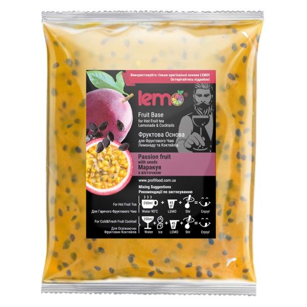 Концентрат для лимонаду та чаю LEMO Маракуйя з кісточкою 1 кг