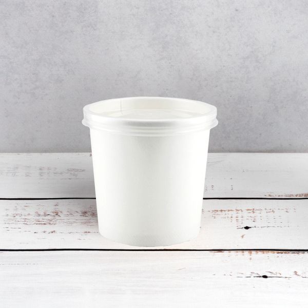 Контейнер паперовий суповий з кришкою РР 360 мл d-90 мм h-90 мм БІЛИЙ