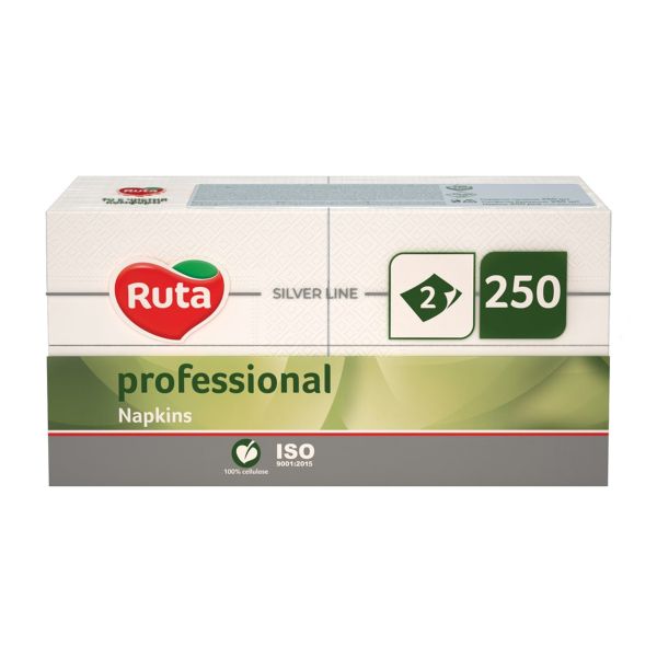 Серветки банкетні Ruta 32,5х32,5 см 1/4 2 шари целюлозні білі 250 шт