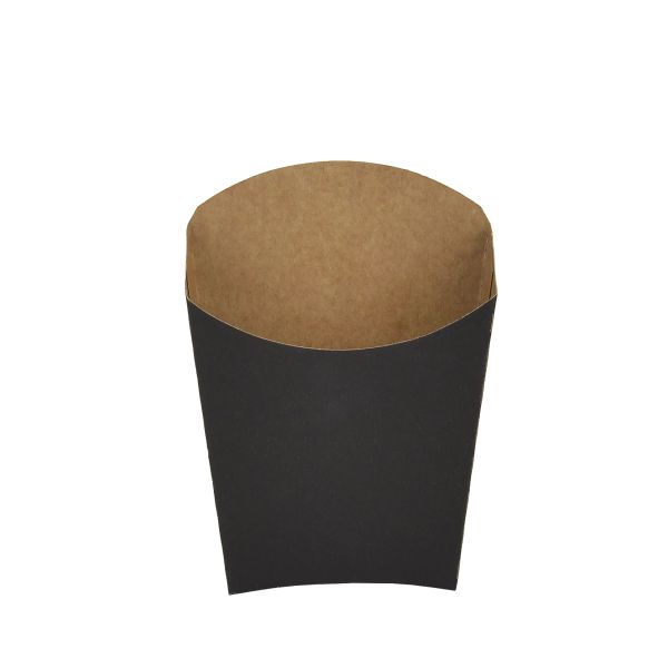 Картонна упаковка для картоплі фрі 100-150 г 115*65 мм ЧОРНА/КРАФТ