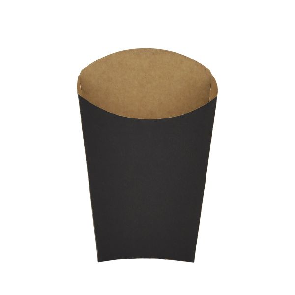 Картонна упаковка для картоплі фрі 150-200 г 140*65 мм ЧОРНА/КРАФТ