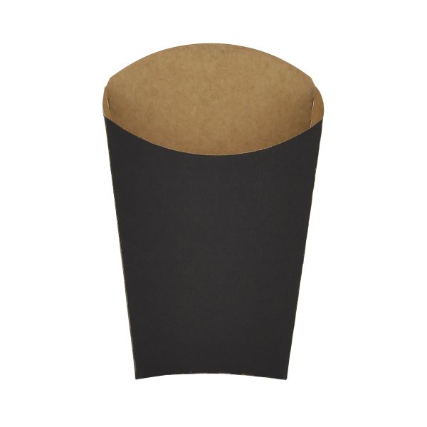 Картонна упаковка для картоплі фрі 200-250 г 160*75 мм ЧОРНА/КРАФТ