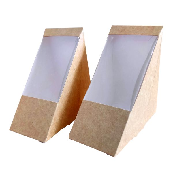 Упаковка картонна для сендвічів 170*120*75 мм КРАФТ/БІЛА