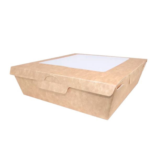 Упаковка для других страв з віконцем 1200 мл 170*130*50 мм КРАФТ/БІЛА