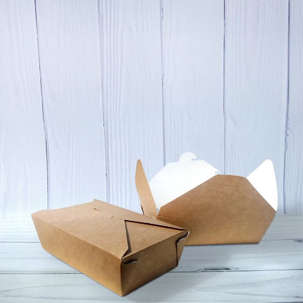 Упаковка для других страв з ламінацією 700 мл 150*100*45 мм КРАФТ/БІЛА