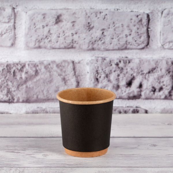 Стакан паперовий двошаровий крафт/чорний 110 мл