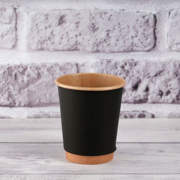 Стакан паперовий двошаровий крафт/чорний 185 мл