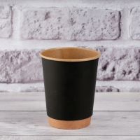 Стакан паперовий двошаровий крафт/чорний 250 мл
