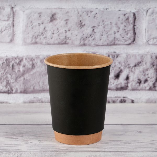 Стакан паперовий двошаровий крафт/чорний 250 мл