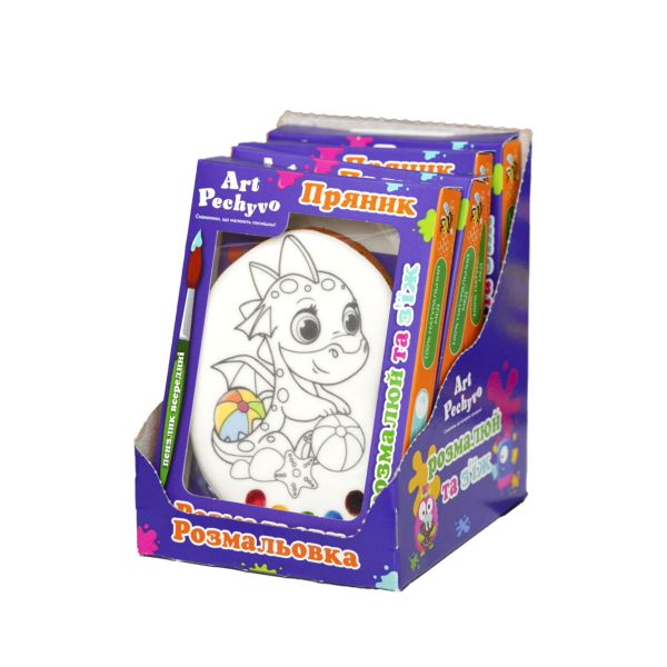 Пряники медово-імбирні розмальовки - дінозвірі 56 г 6 шт