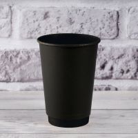 Стакан паперовий двошаровий чорний/чорний 340 мл