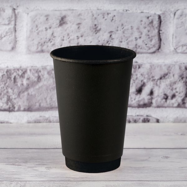 Стакан паперовий двошаровий чорний/чорний 340 мл