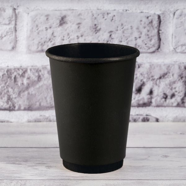 Стакан паперовий двошаровий чорний/чорний 400 мл