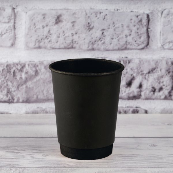 Стакан паперовий двошаровий чорний/чорний 250 мл