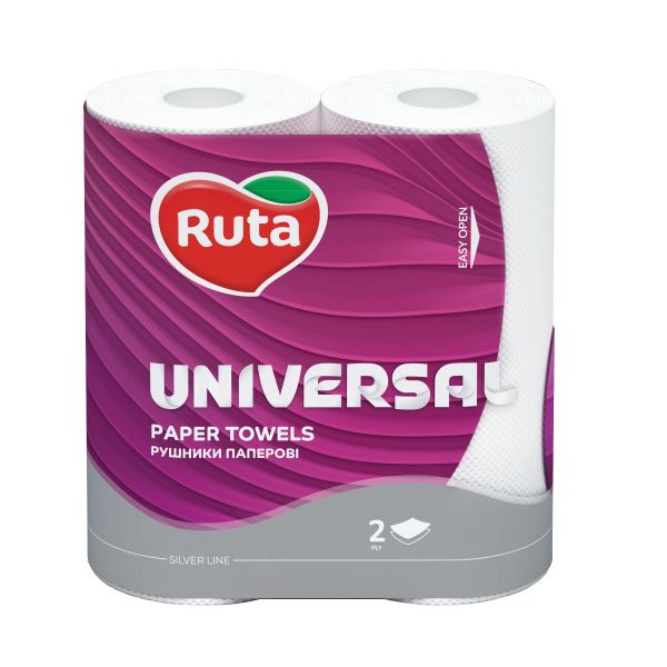 Рушники паперові Ruta Universal на гільзі 2 шари 62 відриви 2 рул