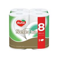 Туалетний папір Ruta Selecta на гільзі 3 шари 15,95 м 145 відривів целюлозний 8 рул