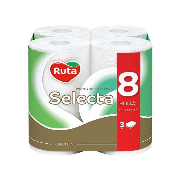 Туалетний папір Ruta Selecta на гільзі 3 шари 15,95 м 145 відривів целюлозний 8 рул