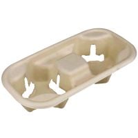 Держатель для 2-х стаканов из сахарного тростника бурый 50 шт