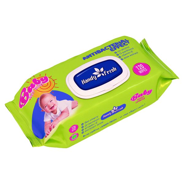 Серветки вологі Handy Fresh baby antibacterial з клапаном 120 шт