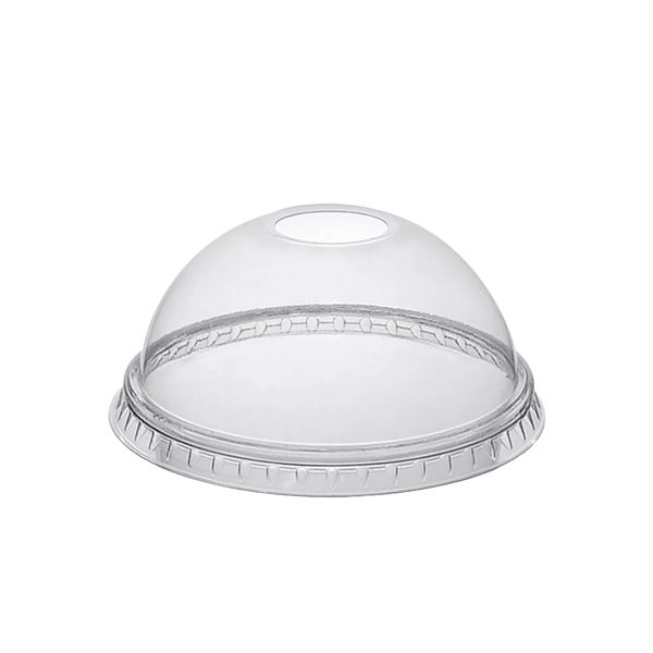 Кришка пластикова купол з отвором на стакан РЕТ d-95 мм 100 шт