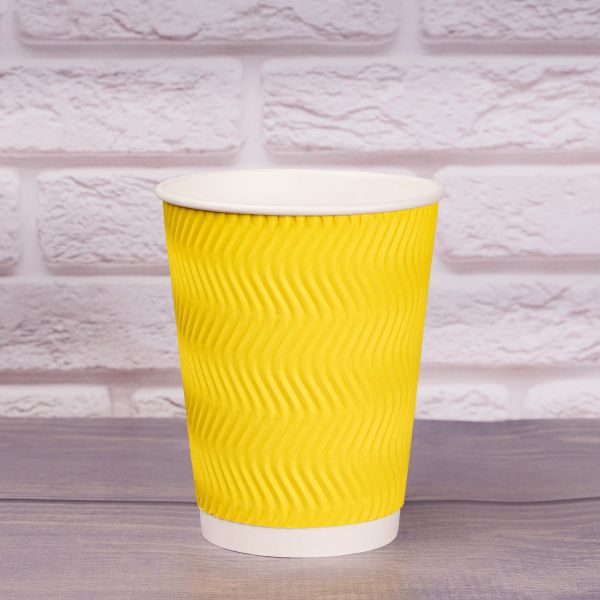 Гофростакан Ripple 400 мл жовтий