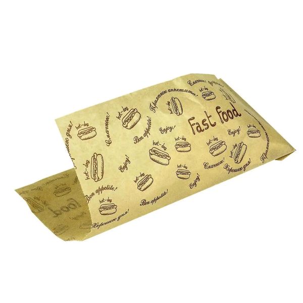 Упаковка паперова для хот-догів куточок 200*85*0 мм 40г/м2 КРАФТ малюнок