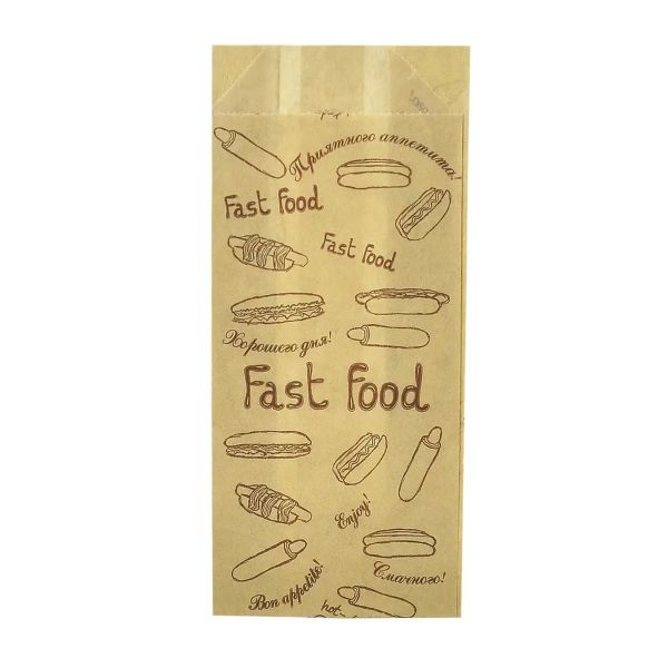 Упаковка паперова для французських хот-догів 160*70*40 мм 40г/м2 КРАФТ малюнок