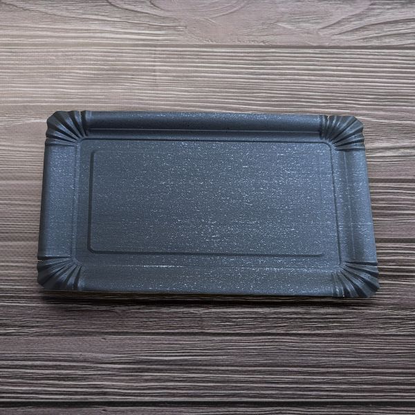 Тарілка паперова ламінована 22*15 см ЧОРНА 100 шт