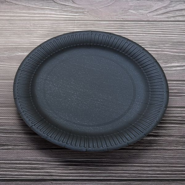 Тарілка паперова ламінована d-23 см ЧОРНА 100 шт